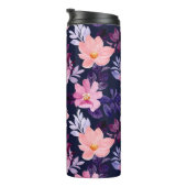 Romantisch Blauw roze Bloemen Boho Botanical Thermosbeker (Geroteerd rechts)