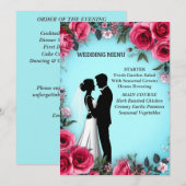 Romantisch Blauw Roze Roos Huwelijksdiner 🌸 Menu (Voorkant / Achterkant)