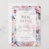 Romantisch Blauw Roze & Wit Bloemen Vrijgezellenfe Kaart (Voorkant)