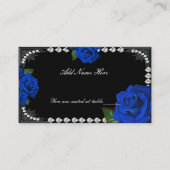 Romantisch Blauw Rozen en Diamanten Tafel Plaats K Plaatskaartje (Voorkant)