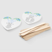 Romantisch Blauw Rozen Floral Heart Trouwprogramma Handwaaier (Niet-gemonteerd)