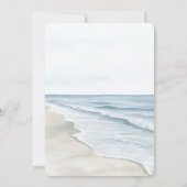 Romantisch Blauw Strand Oceaan Vliegtuig Hart Wedd Kaart (Achterkant)