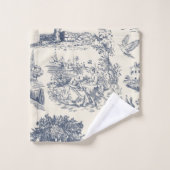 Romantisch Blauw Toile de Jouy, Franse landelijke Bad Handdoek (Wasdoekje)