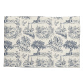 Romantisch Blauw Toile de Jouy, Franse landelijke  Kussensloop (Achterkant-Links)