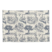 Romantisch Blauw Toile de Jouy, Franse landelijke  Kussensloop (Achterkant-Rechts)