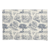 Romantisch Blauw Toile de Jouy, Franse landelijke  Kussensloop (Voorkant-Links)