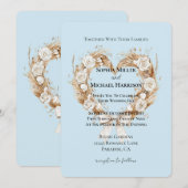 Romantisch Blauw Wit Bloemen Hart Wedding Kaart (Voorkant / Achterkant)