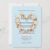 Romantisch Blauw Wit Bloemen Hart Wedding Kaart (Voorkant)