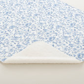 Romantisch blauw wit bloemmotief sherpa deken (3/4)