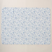 Romantisch blauw wit bloemmotief sherpa deken (Voorkant (horizontaal))