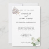 Romantisch Blauw Wit Hydrangea Bloemen Strand Huwe Kaart (Voorkant)