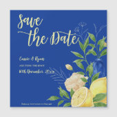 Romantisch Blauwe Bloemen & Citroen Save the Date (Voorkant)