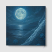 Romantisch blauwe maanverlichte strandhuwelijk gastenboek (Achterkant)