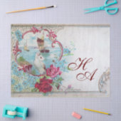 ROMANTISCH BLAUWE ROZE FLORAL,DUIF,ROZEN EN ZEEGEZ TISSUEPAPIER (Craft)