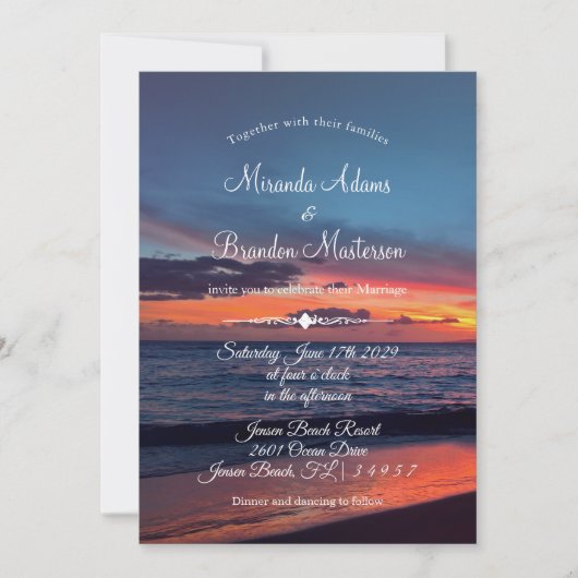 Romantisch Blauwe Zonsondergang Tropisch Strand Hu Kaart (Voorkant)