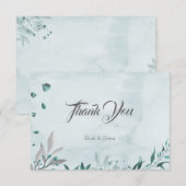Romantisch blauwgroen blauw blad botanisch bedankkaart (Voorkant / Achterkant)