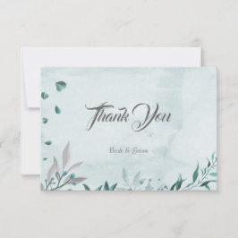 Romantisch blauwgroen blauw blad botanisch bedankkaart