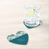 Romantisch Blauwgroen Blauw Wit Kant Bloemen Huwel Kartonnen Onderzetters (Insitu)