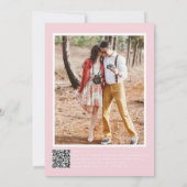 Romantisch Blauwgroen Blush Foto QR Code RSVP Brui Kaart (Achterkant)