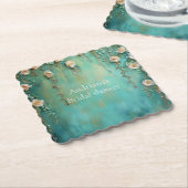 Romantisch Blauwgroen Blush Roze Bloemen Vrijgezel Kartonnen Onderzetters (Gebogen)