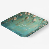 Romantisch Blauwgroen Blush Roze Bloemen Vrijgezel Papieren Bordje (Gebogen)