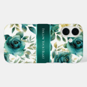 Romantisch Blauwgroen Green Cream Roos Bloemen Case-Mate iPhone Case (Achterkant (horizontaal))