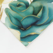 Romantisch Blauwgroen Green Cream Roos Bloemen Fleece Deken (Hoek)