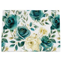 Romantisch Blauwgroen Green Cream Roos Bloemen Groot Cadeauzakje