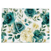 Romantisch Blauwgroen Green Cream Roos Bloemen Groot Cadeauzakje (Achterkant)