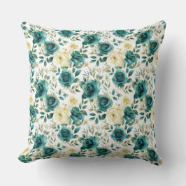 Romantisch Blauwgroen Green Cream Roos Bloemen Kussen
