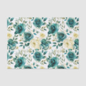 Romantisch Blauwgroen Green Cream Roos Bloemen Tissuepapier (Voorkant)