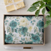Romantisch Blauwgroen Green Cream Roos Bloemen Tissuepapier (Geschenk)