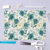 Romantisch Blauwgroen Green Cream Roos Bloemen Tissuepapier (Craft)