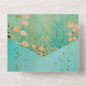 Romantisch Blauwgroen Groen Blush Roze Bloemen Huw All In One Uitnodiging (Achterkant)