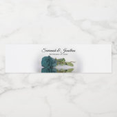 Romantisch Blauwgroen Roos Couple's Namen Elegant  Waterfles Etiket (Enkel label)