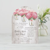 Romantisch Bleek Roze Mason Jar Firefly Wedding Kaart (Staand voorkant)
