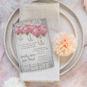Romantisch Bleek Roze Mason Jar Firefly Wedding Kaart