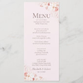 Romantisch Bleekroze Rozen Huwelijksmenu Menu (Voorkant)