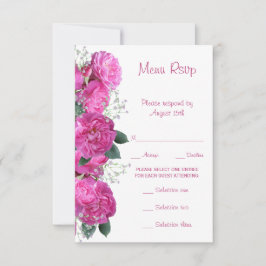 Romantisch bloemboeket bruiloftsmenu RSVP Kaartje