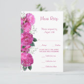 Romantisch bloemboeket bruiloftsmenu RSVP Kaartje (Staand voorkant)