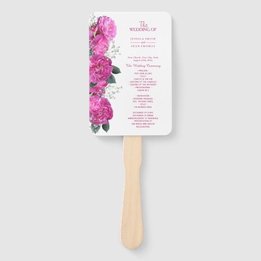 Romantisch bloemboeket bruiloftsprogramma handwaaier (Voorkant)
