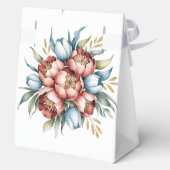 Romantisch bloemboeket: pioenen & tulpen bruiloft bedankdoosjes (Achterkant)