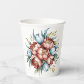 Romantisch bloemboeket: pioenen & tulpen bruiloft papieren bekers (Achterkant)