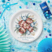 Romantisch bloemboeket: pioenen & tulpen bruiloft papieren bordje (Feest)