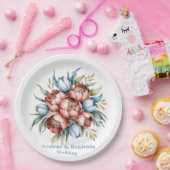 Romantisch bloemboeket: pioenen & tulpen bruiloft papieren bordje (Feest)