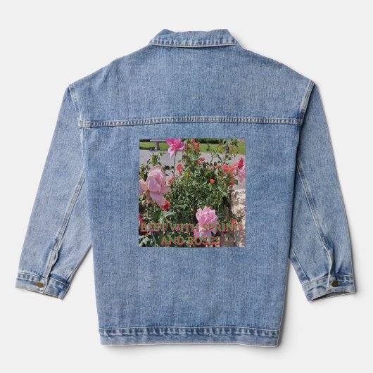 Romantisch bloemboeketontwerp voor damesmode denim jacket (Achterkant)