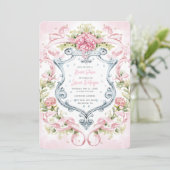 Romantisch bloemcrest-monogram | Bruid  Kaart (Staand voorkant)