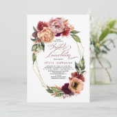 Romantisch Bloemen Aardse Tonen Herfst Bridal Lunc Kaart (Staand voorkant)