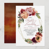 Romantisch Bloemen Aardse Tonen Herfst Bridal Lunc Kaart (Voorkant / Achterkant)