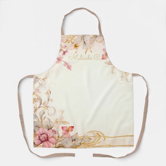 Romantisch Bloemen All Over Print Schort (Voorkant)